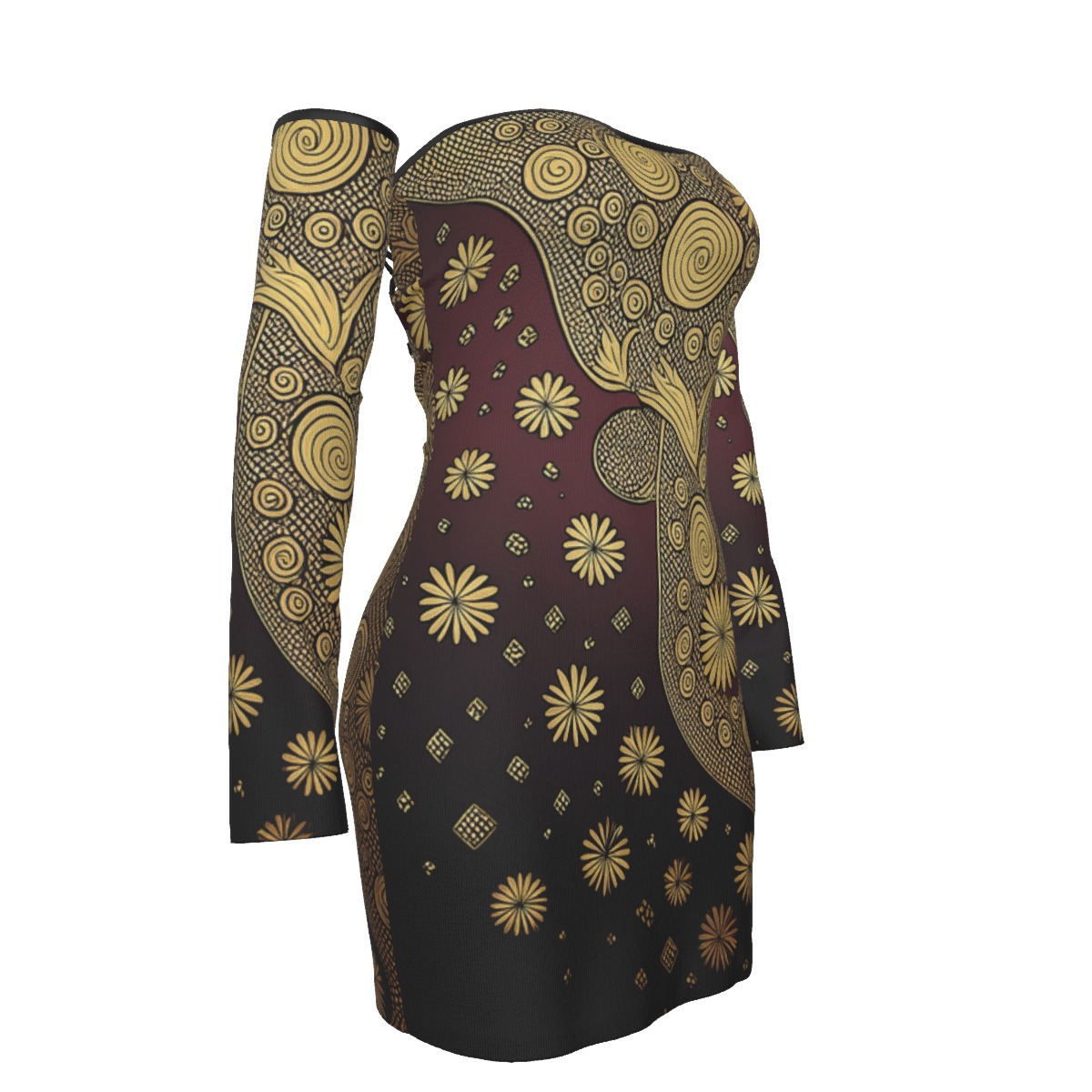 Bellabreed Print Women's Off-shoulder Back Lace-up Dress - Image 4