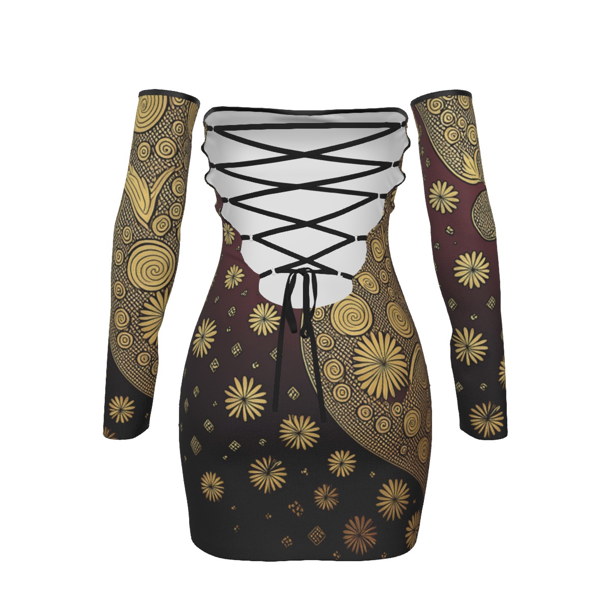 Bellabreed Print Women's Off-shoulder Back Lace-up Dress - Image 3