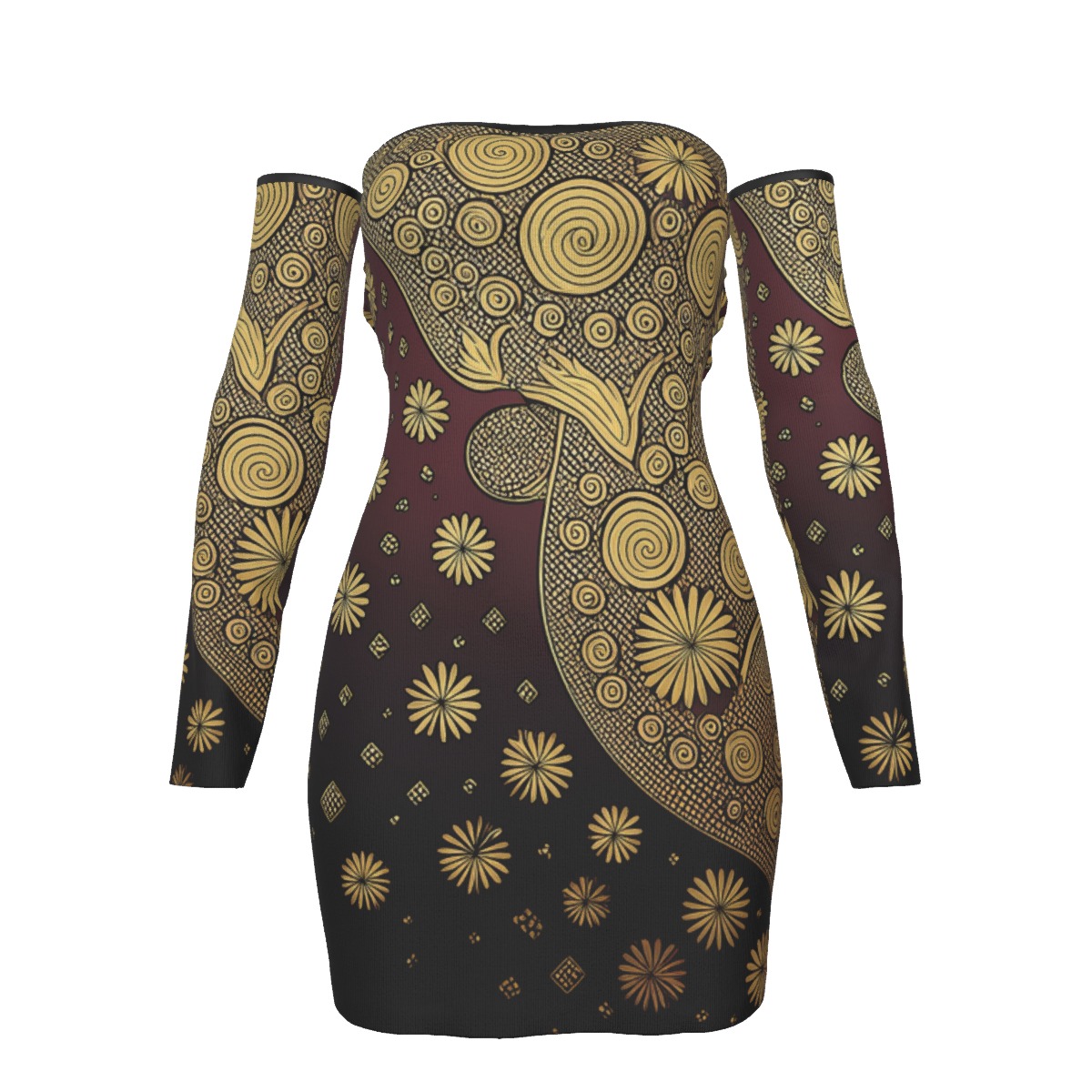 Bellabreed Print Women's Off-shoulder Back Lace-up Dress - Image 2