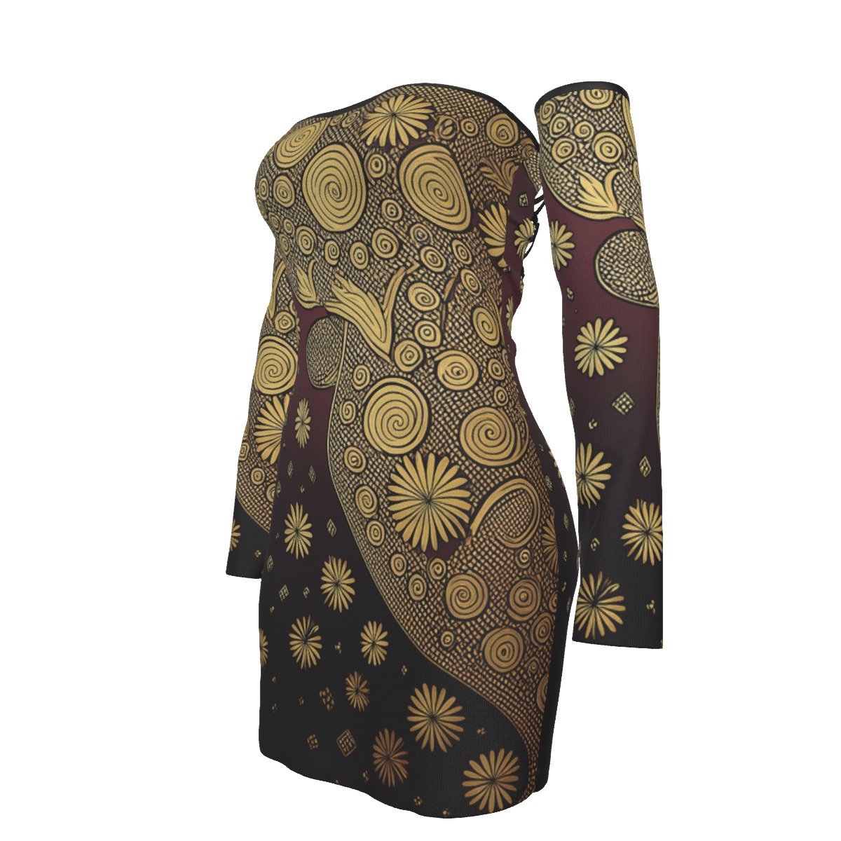 Bellabreed Print Women's Off-shoulder Back Lace-up Dress - Image 5