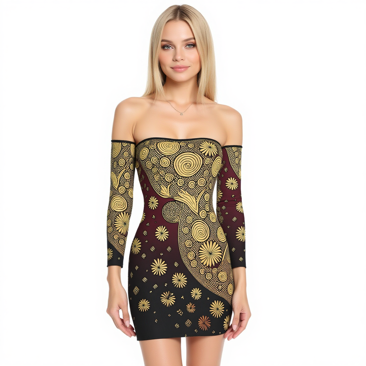 Bellabreed Print Women's Off-shoulder Back Lace-up Dress