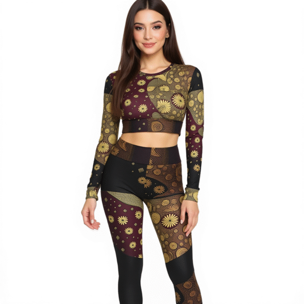 All-Over Print Women's Sport Set With Backless Top And Leggings