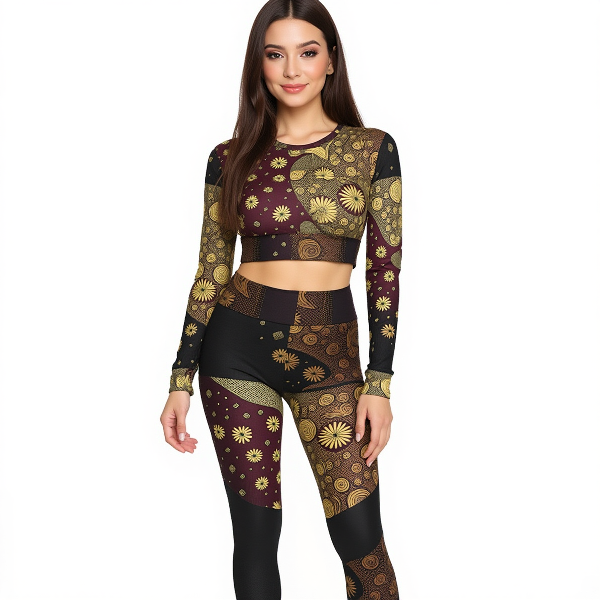 All-Over Print Women's Sport Set With Backless Top And Leggings