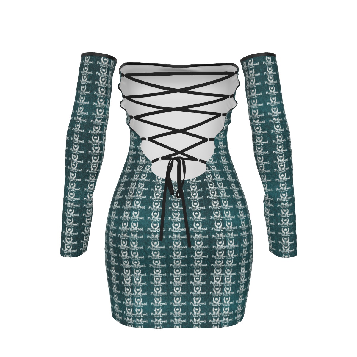 FullbreedCustom Print Women's Off-shoulder Back Lace-up Dress - Image 3