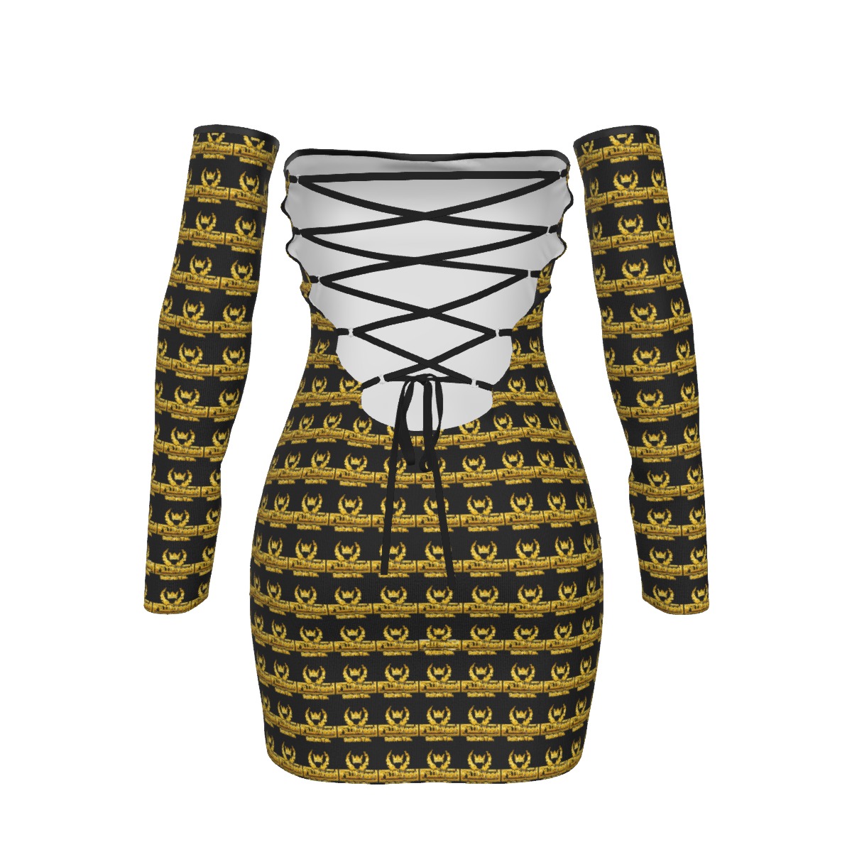 FullbreedCustom Print Women's Off-shoulder Back Lace-up Dress - Image 3