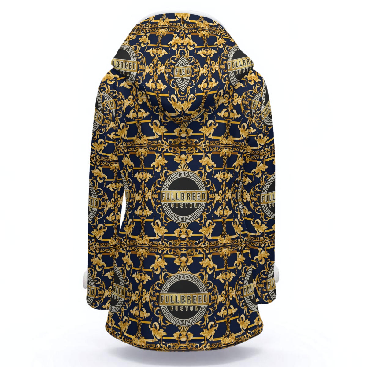 Fullbreedcustom Print Women's Hooded Double-Breasted Winter Coat With Fleece - Image 3