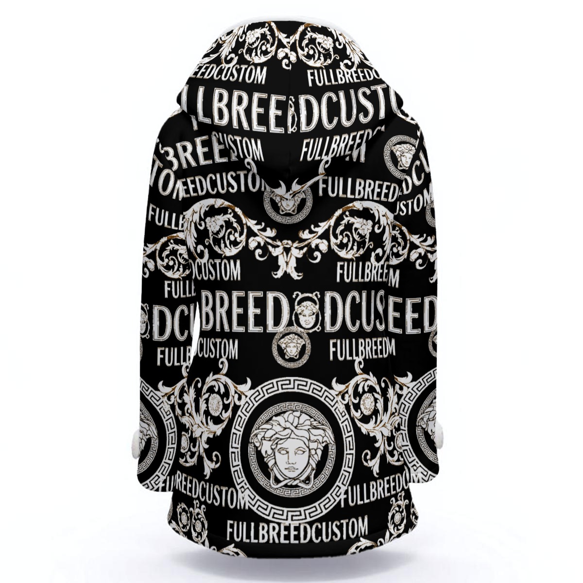 FullbreedCustom Print Women's Hooded Double-Breasted Winter Coat With Fleece - Image 3