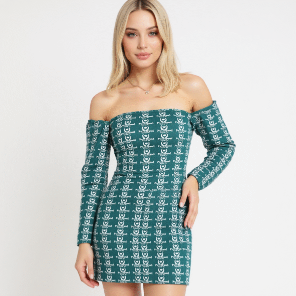 FullbreedCustom Print Women's Off-shoulder Back Lace-up Dress
