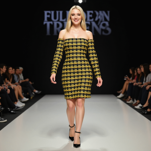 FullbreedCustom Print Women's Off-shoulder Back Lace-up Dress