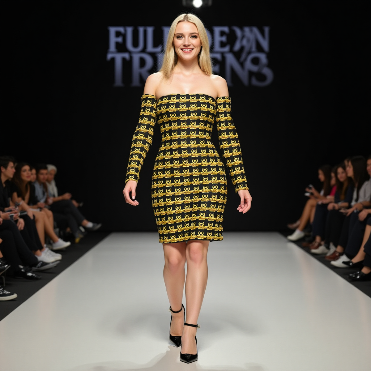 FullbreedCustom Print Women's Off-shoulder Back Lace-up Dress