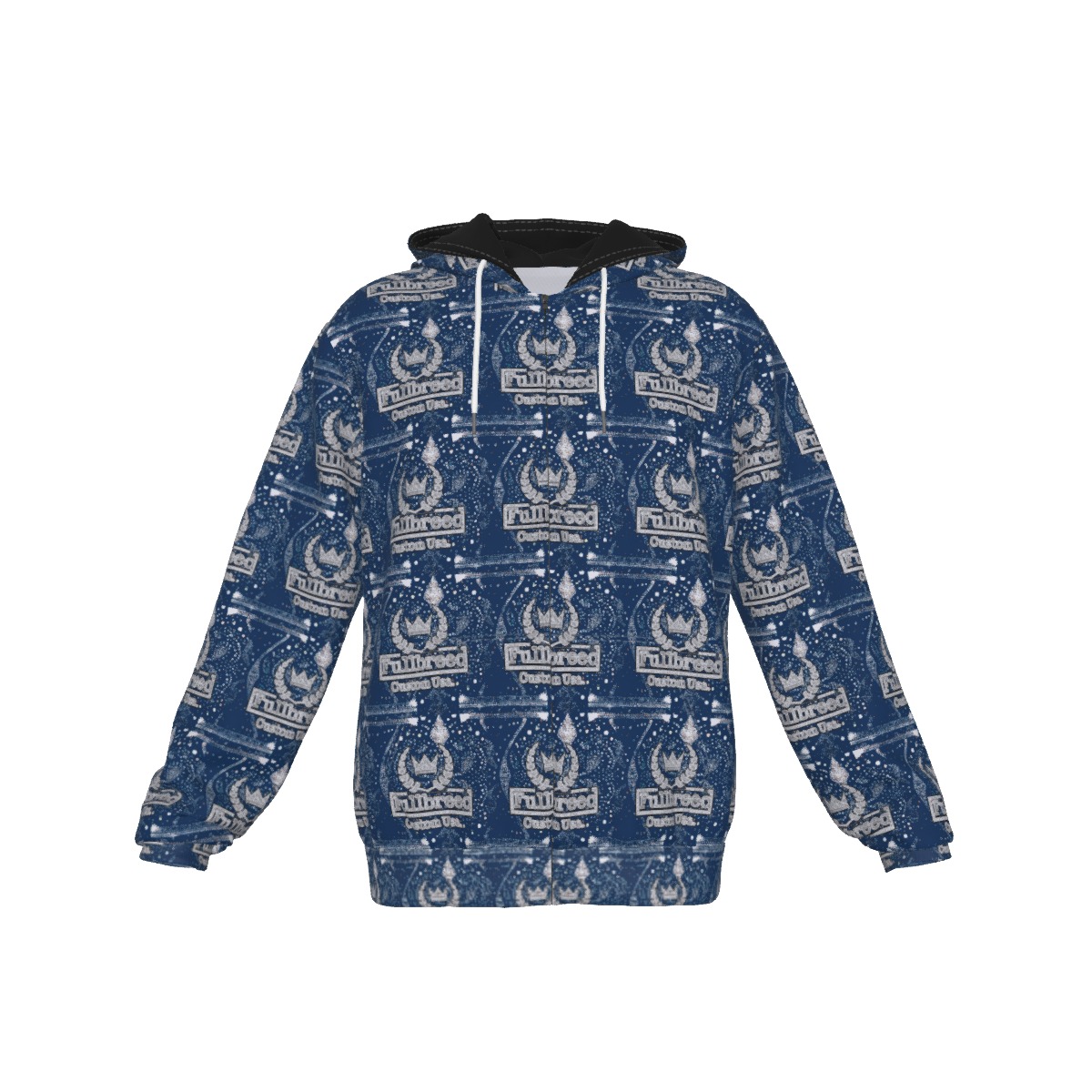 FullbreedCustom Print Zip Up Hoodie With Pocket