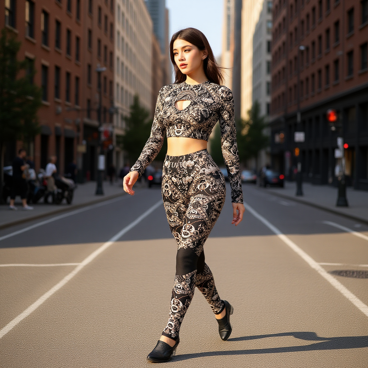 FullbreedCustom Print Women's Sport Set With Backless Top And Leggings