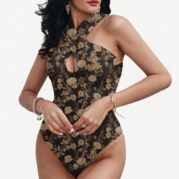 FullbreedCustom Print Women's backless cross-body swimsuit