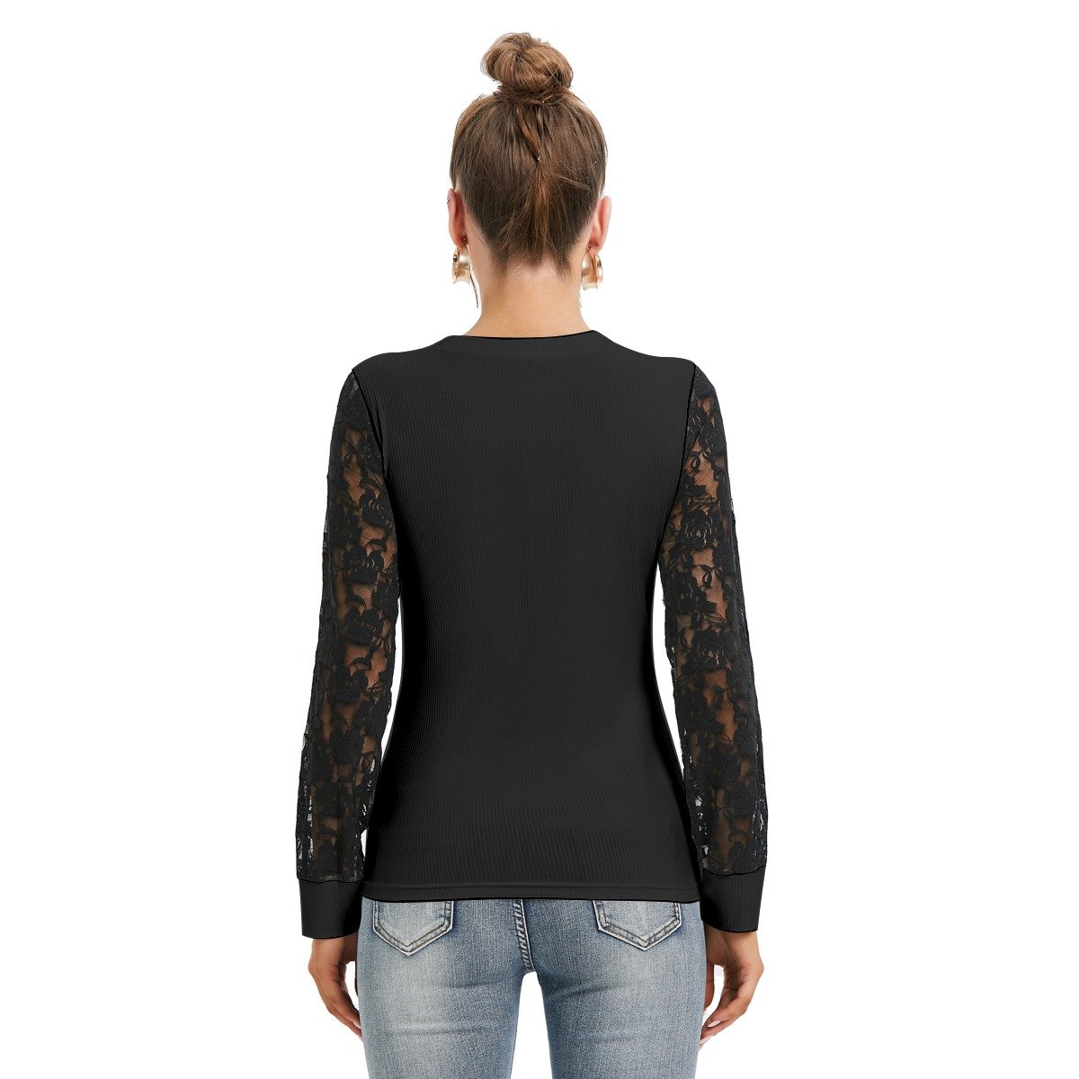 Nollywoodtrend Print Women's T-shirt And Sleeve With Black Lace - Image 5