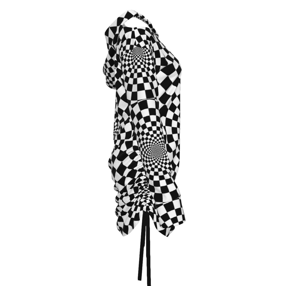 FullbreedCustoom Print Women's One-shoulder Dress With Waist Shirring - Image 3