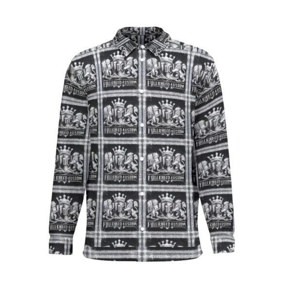 FullbreedCustom Print Men's Business Lapel Long Sleeve Shirt With Pocket|110GSM Imitation Flax