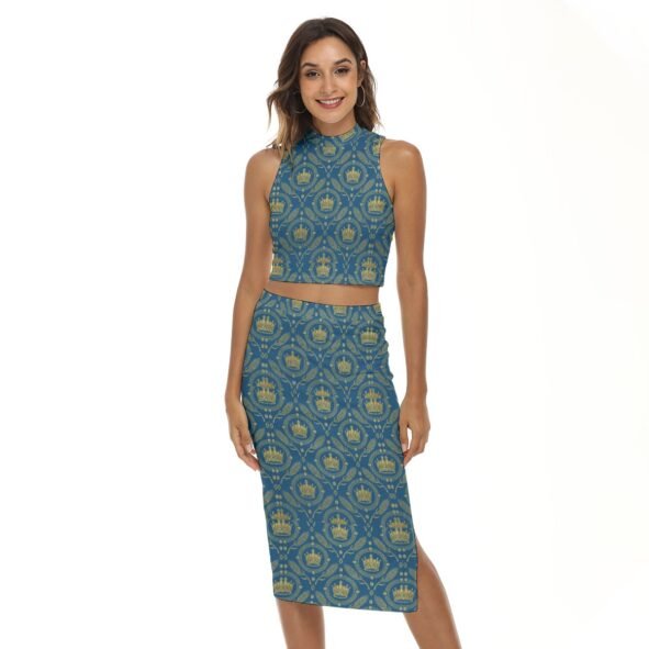 FullbreedCustom Print Women's Tank Top & Split High Skirt Set