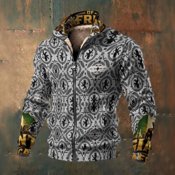 Africa Print Men's Thick Knit Fleece Jacket