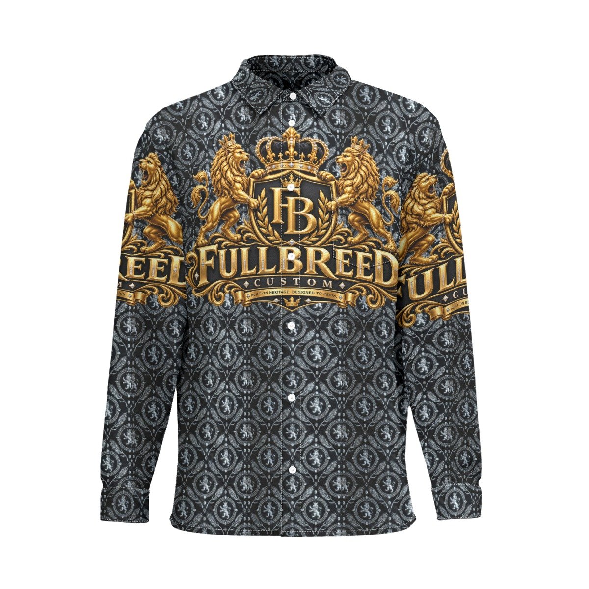FullbreedCustom Print Men's Business Long Sleeve Pocket Shirt|115GSM Cotton poplin - Image 2