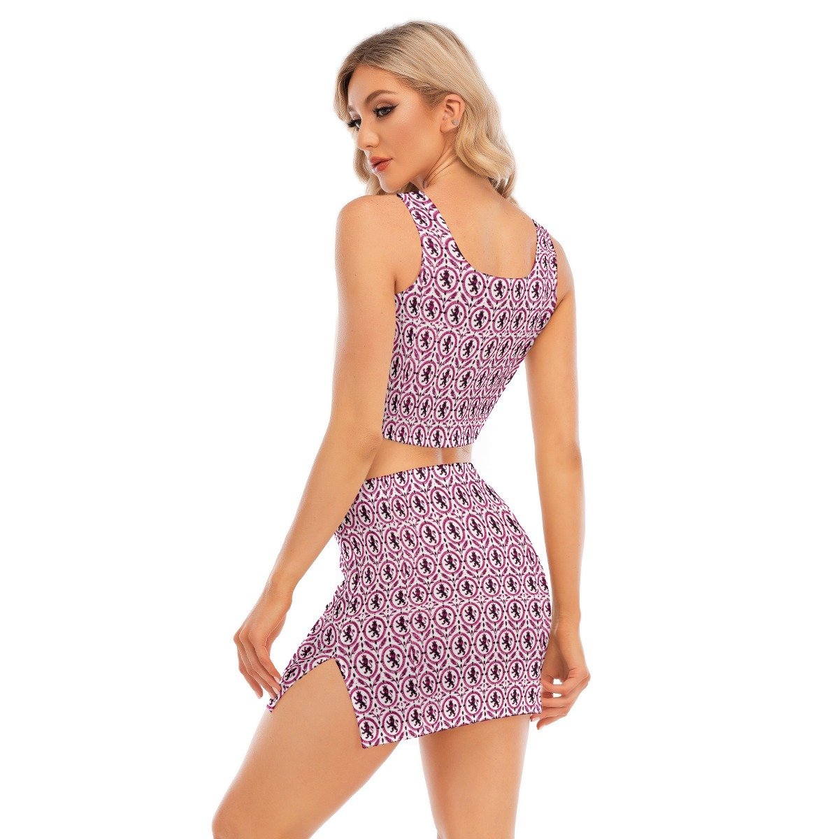 FullbreedCustom Print Women's Camisole And Hip Skirt Suit - Image 4