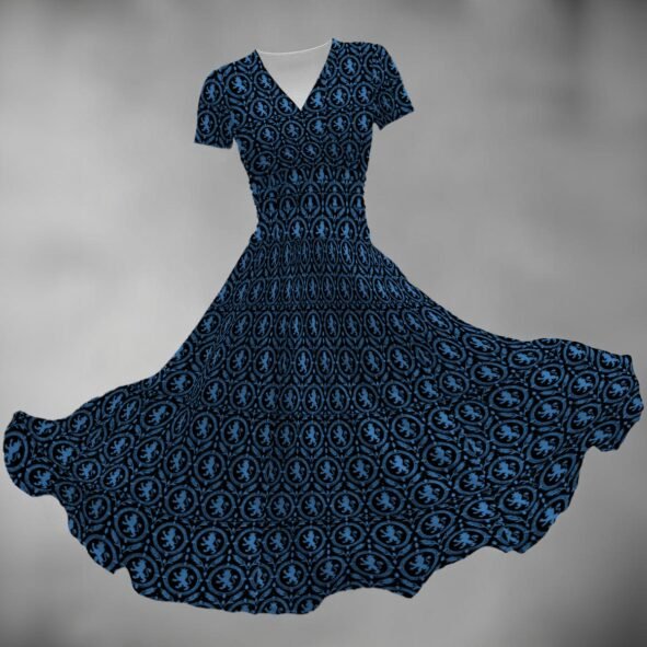 FullbreedCustom Print Women's Short Sleeve V Neck Midi Dress