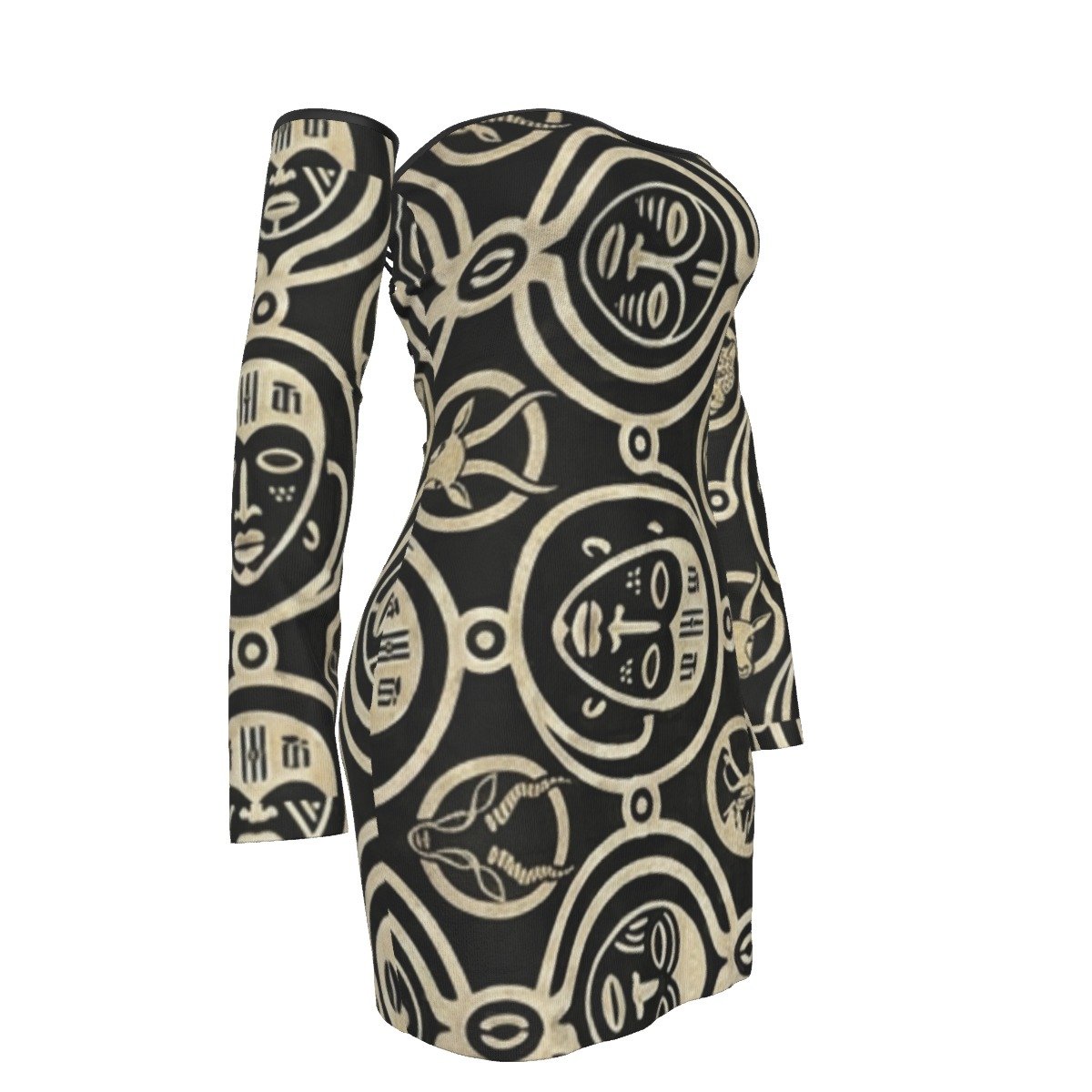 FullbreedCustom Print Women's Off-shoulder Back Lace-up Dress - Image 4