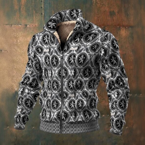 African Print Men's Thick Knit Fleece Jacket