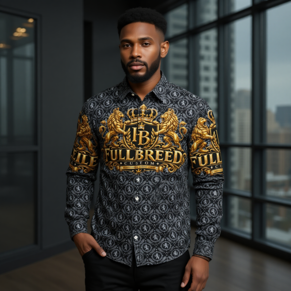 FullbreedCustom Print Men's Business Long Sleeve Pocket Shirt|115GSM Cotton poplin