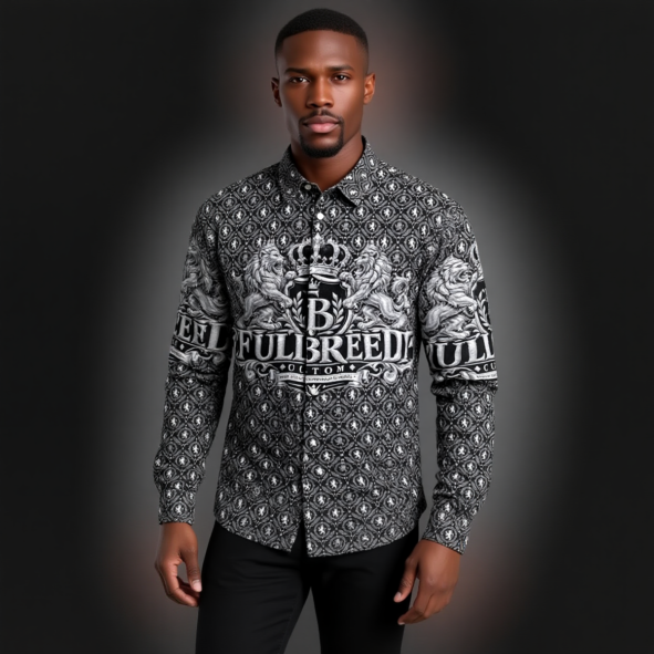 FullbreedCustom Print Men's Business Long Sleeve Pocket Shirt|115GSM Cotton poplin