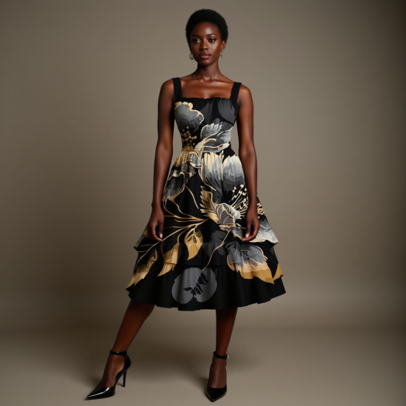 FullbreedCustom Print Women‘s Ruffle Hem Dress