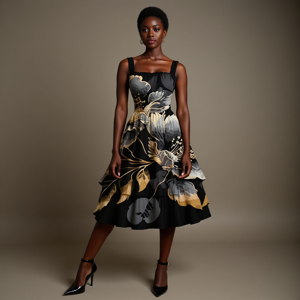 FullbreedCustom Print Women‘s Ruffle Hem Dress