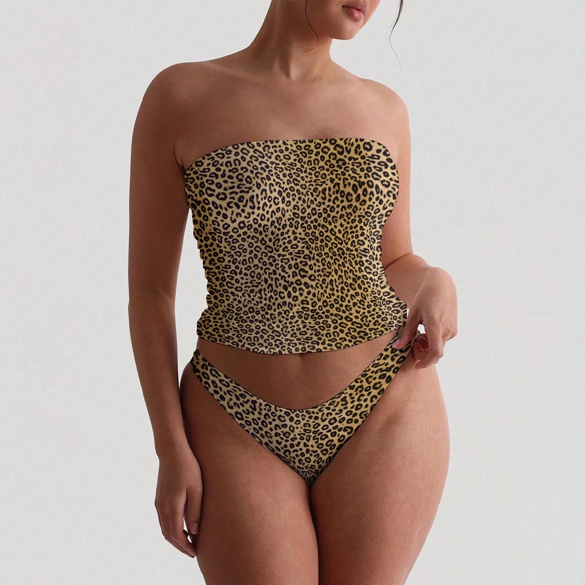 All-Over Print Women's Strapless Tube Top Set - Image 2