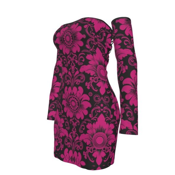 All-Over Print Women's Off-shoulder Back Lace-up Dress