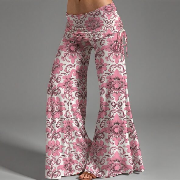 All-Over Print Women's High Waist Wide Leg Pants