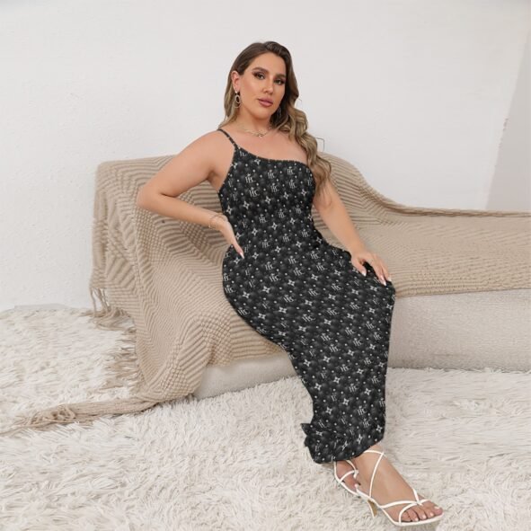 FullbreedCustom Print Women's Oblique-Shoulder Exposure Dress With Side Split (Plus Size)