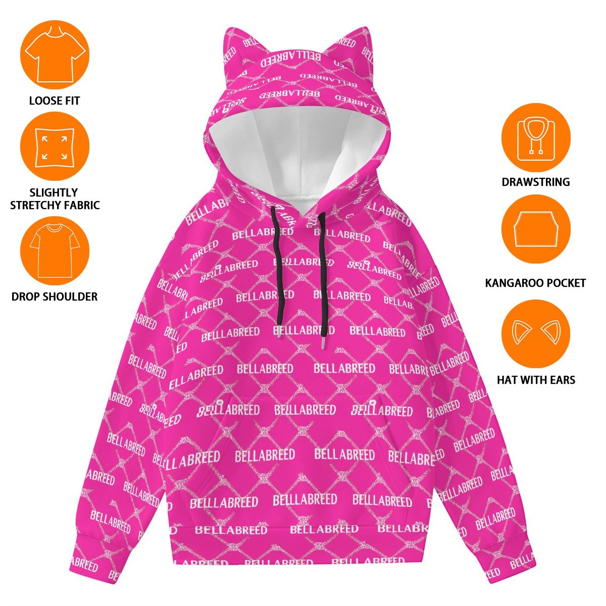 All-Over Print Women’s Hoodie With Decorative Ears - Image 2