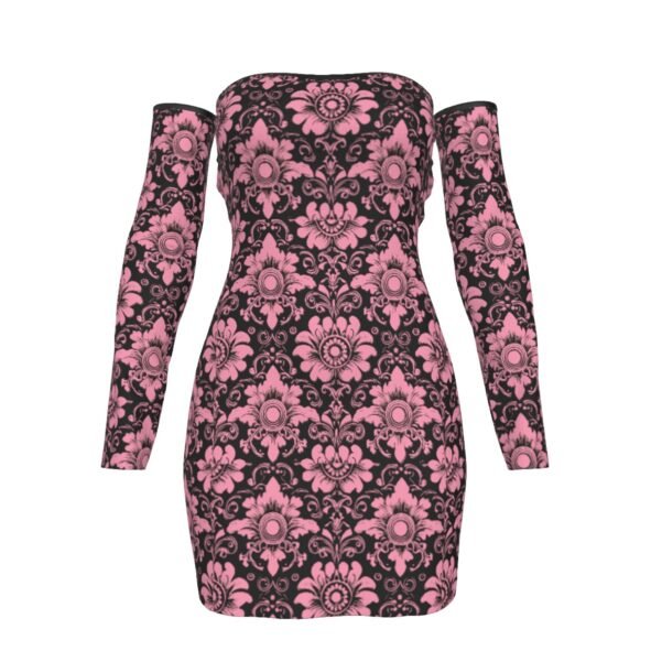 All-Over Print Women's Off-shoulder Back Lace-up Dress