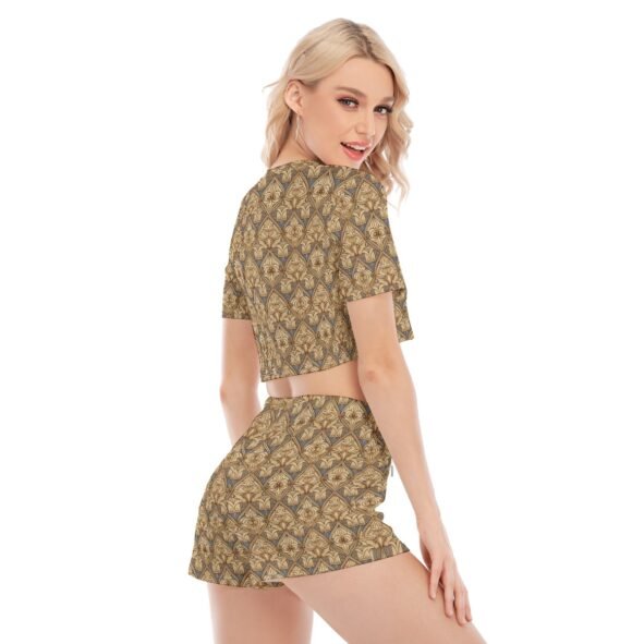 All-Over Print Women's O-neck T-shirt Shorts Suit
