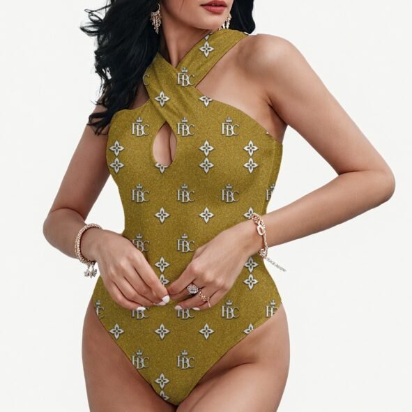 FullbreedCustom Print Women's backless cross-body swimsuit