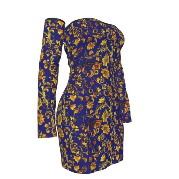 All-Over Print Women's Off-shoulder Back Lace-up Dress