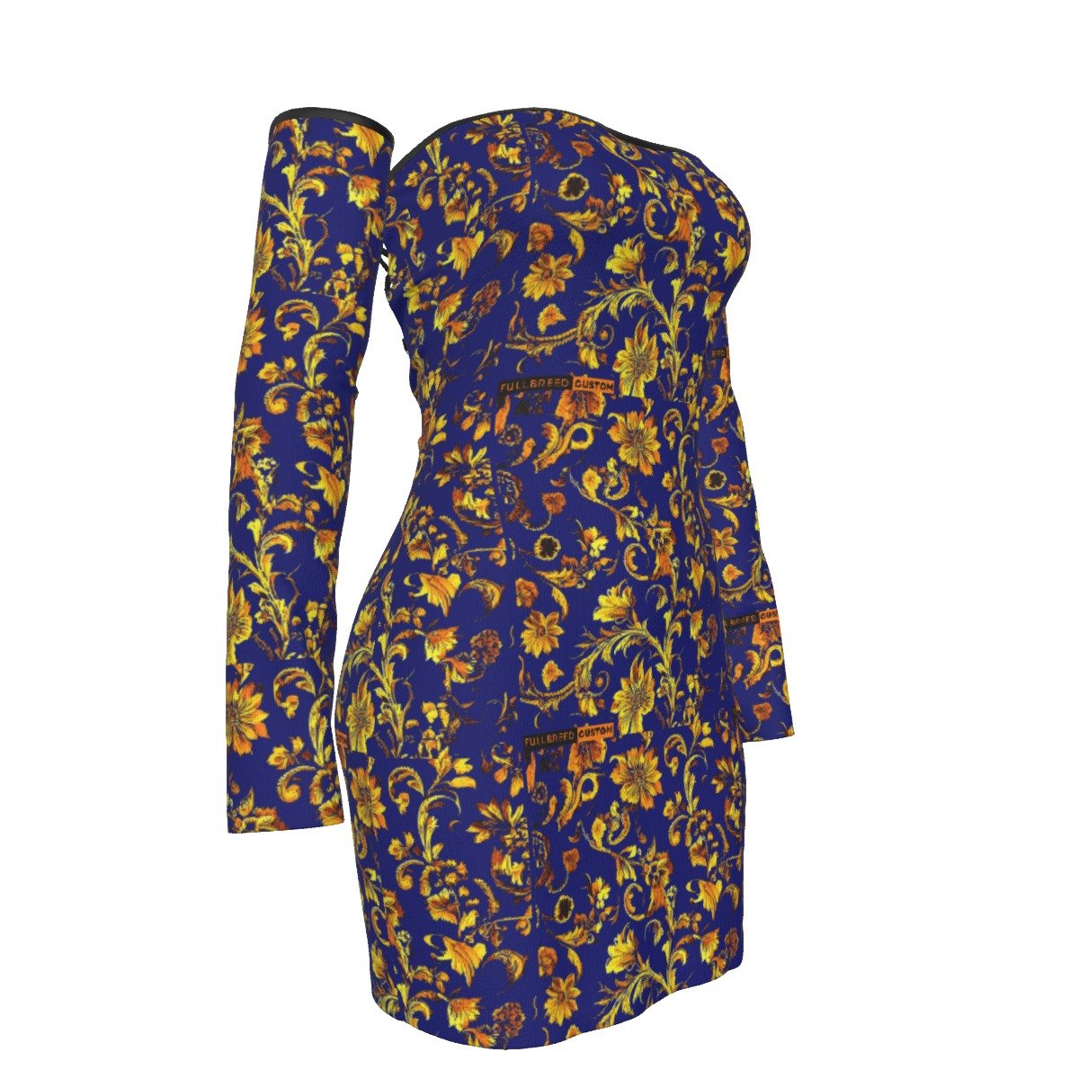All-Over Print Women's Off-shoulder Back Lace-up Dress