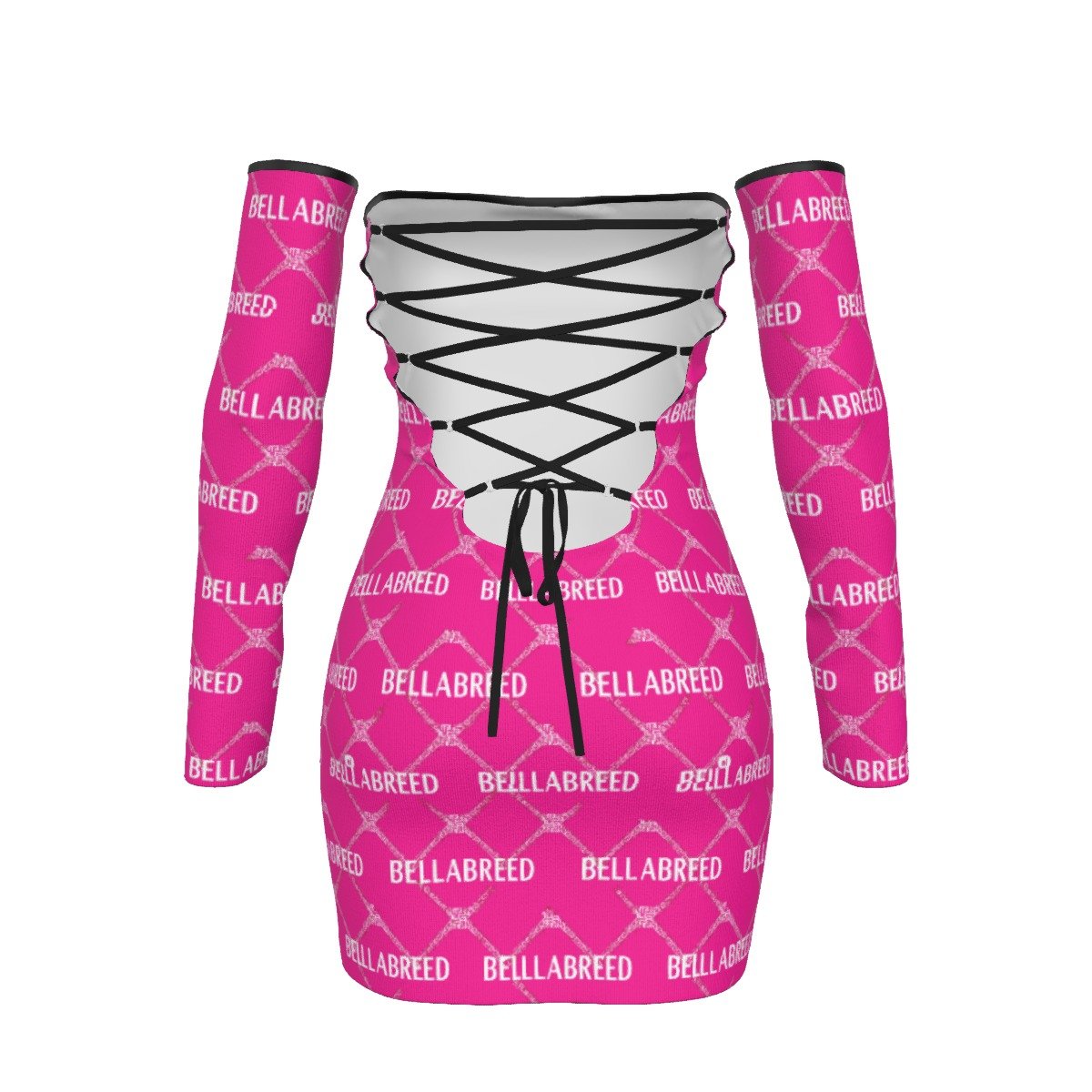 All-Over Print Women's Off-shoulder Back Lace-up Dress - Image 4