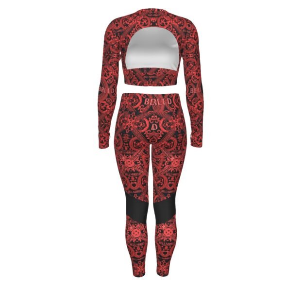 All-Over Print Women's Sport Set With Backless Top And Leggings