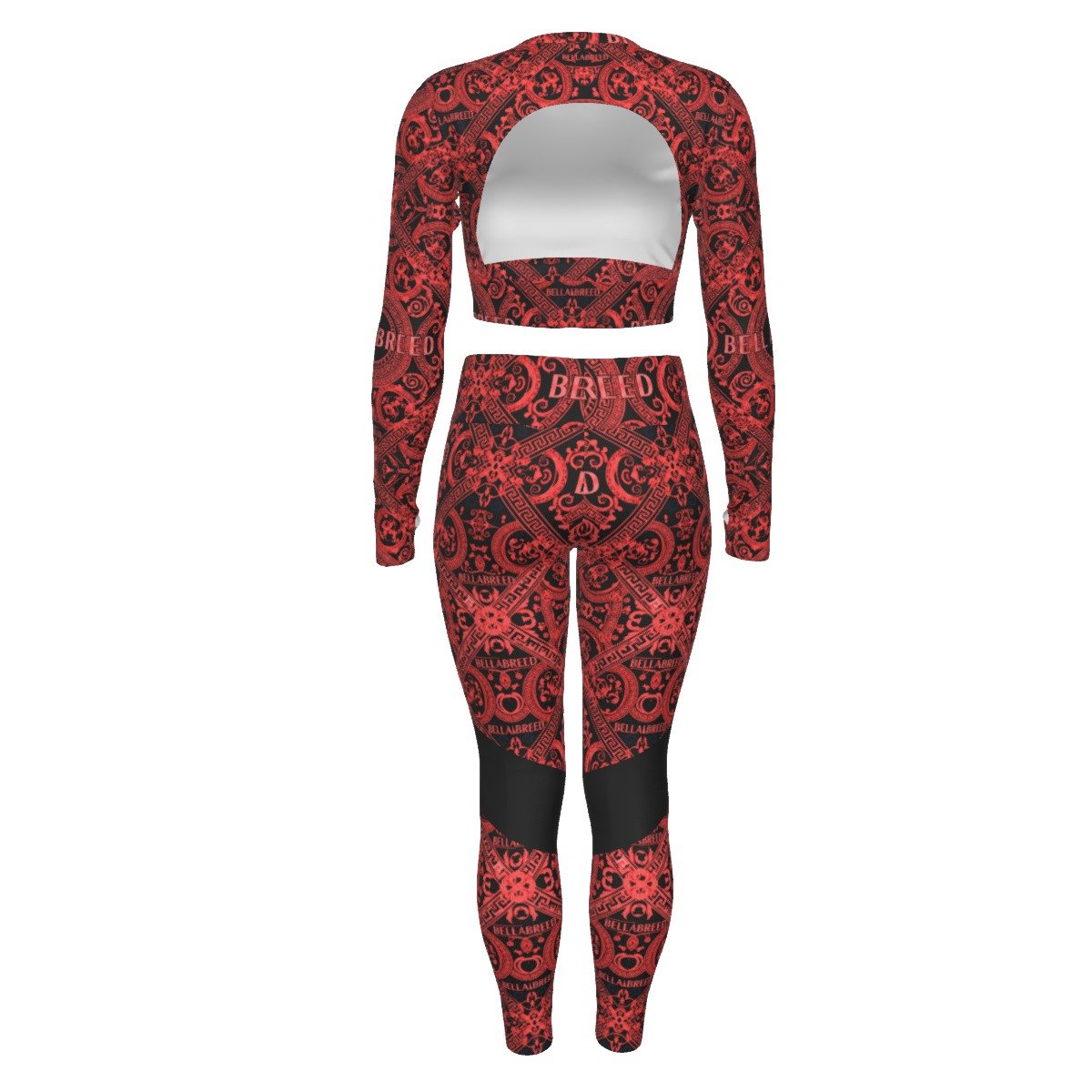 All-Over Print Women's Sport Set With Backless Top And Leggings