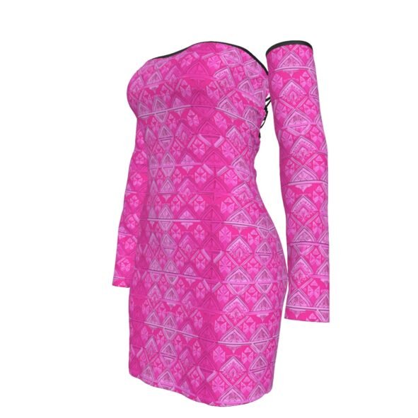 All-Over Print Women's Off-shoulder Back Lace-up Dress