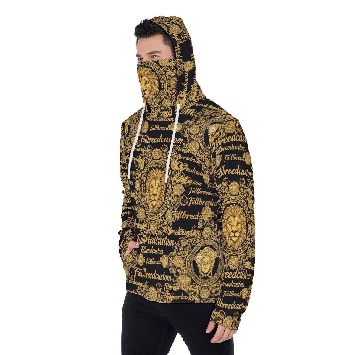 All-Over Print Men's Heavy Fleece Hoodie With Mask - Image 2