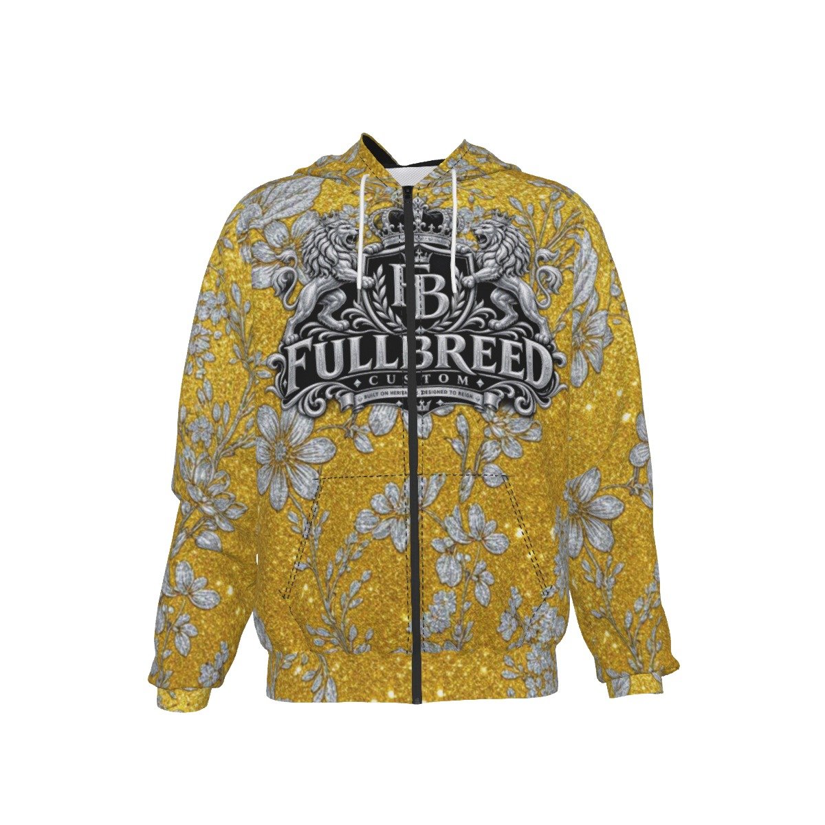 FullbreedCustom Print Men's Heavy Fleece Raglan Zip Up Hoodie With Pocket