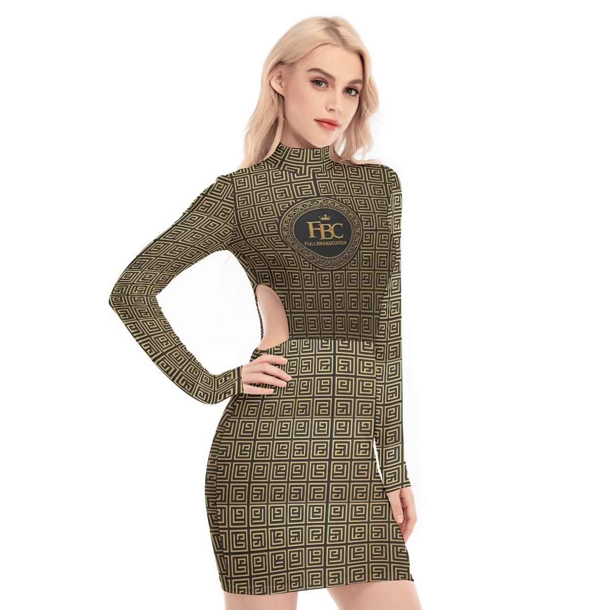 All-Over Print Women's Waist Hollow Hip Dress - Image 4