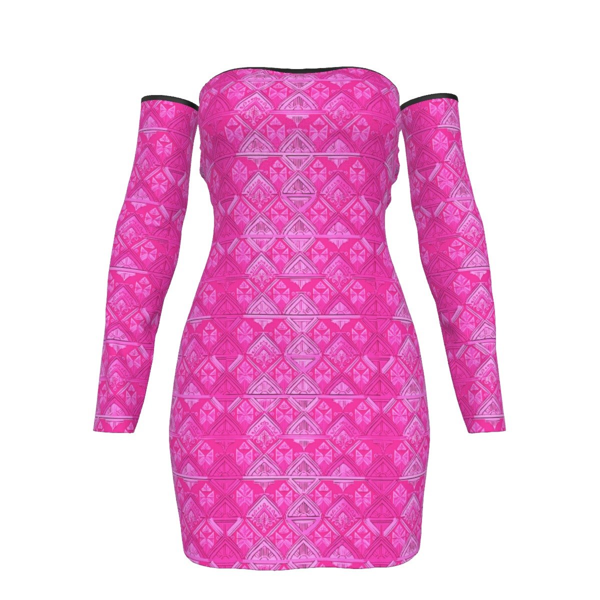 All-Over Print Women's Off-shoulder Back Lace-up Dress - Image 4