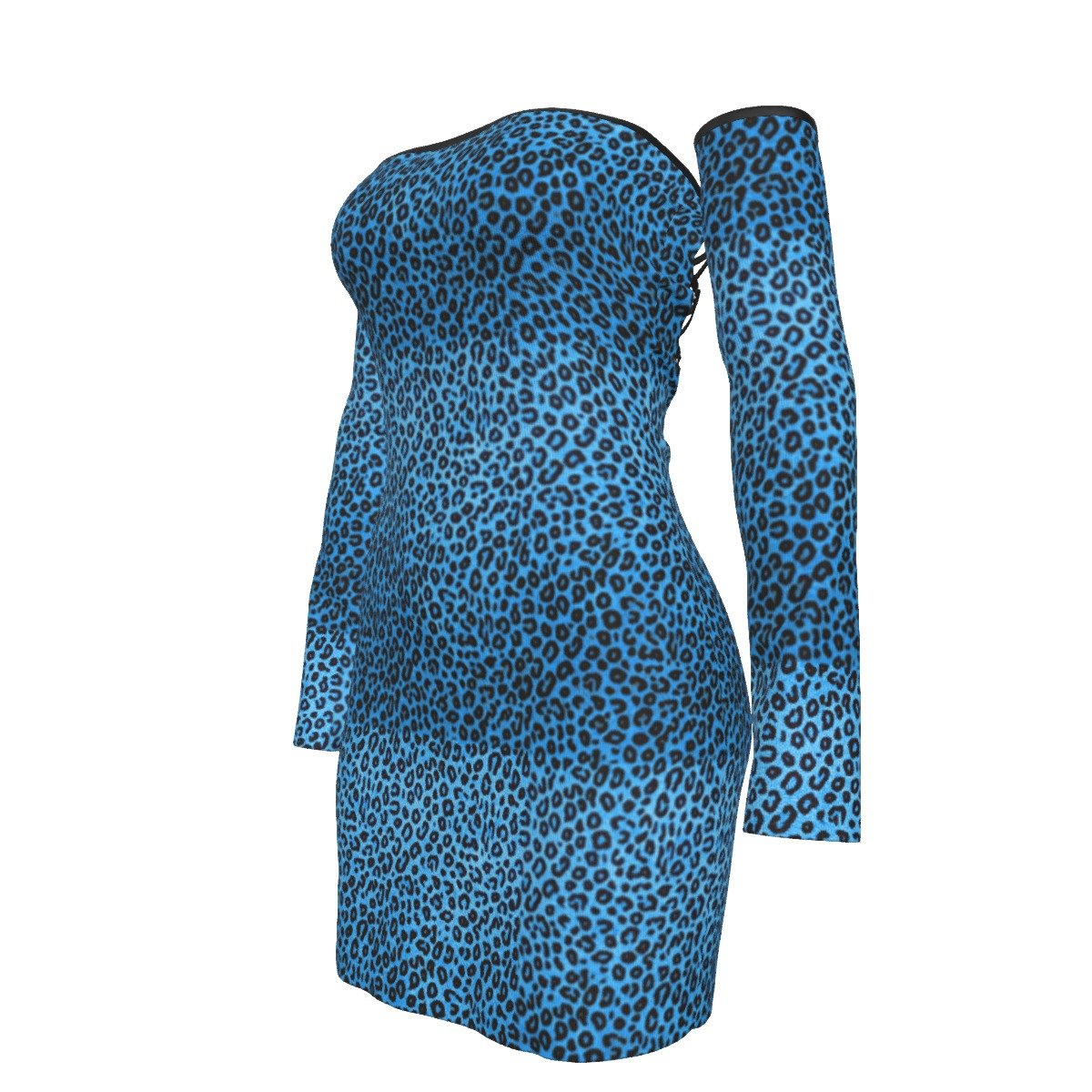 All-Over Print Women's Off-shoulder Back Lace-up Dress - Image 4